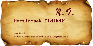 Martincsek Ildikó névjegykártya